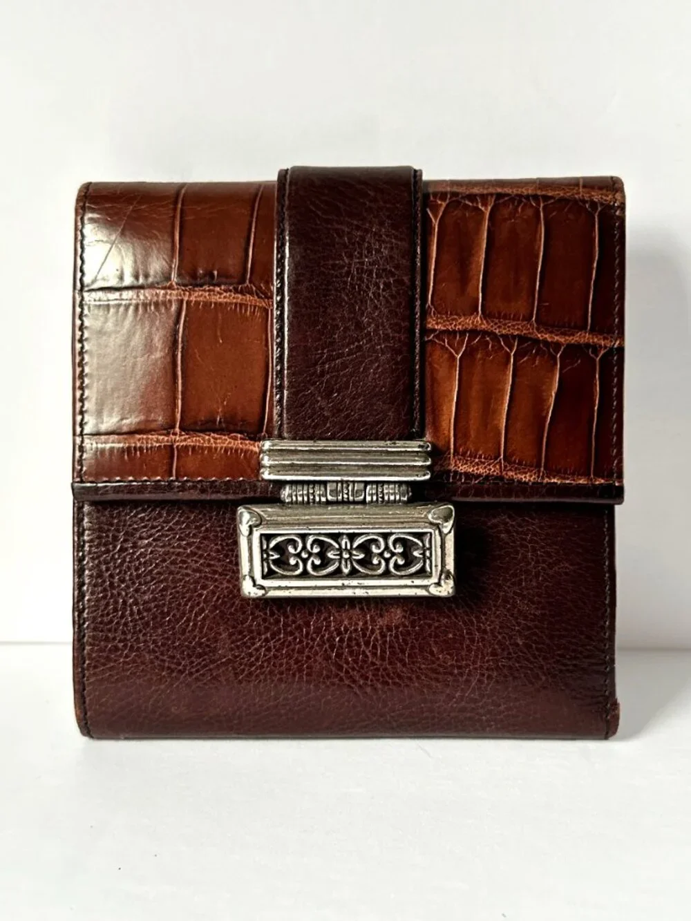 Vintage Brighton Ethel Lee Brown Leather Tri-Fold Wallet